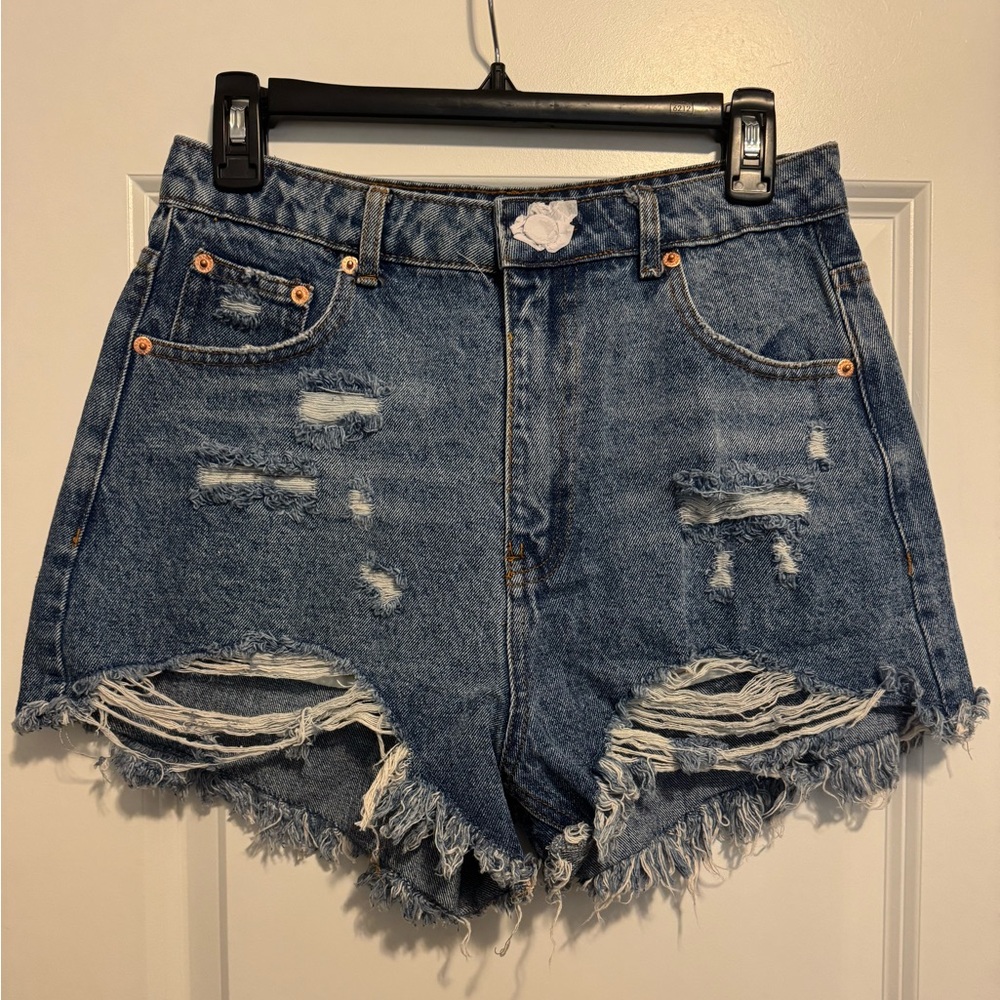12th Tribe Distressed Denim Blue Women's Shorts